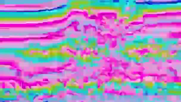 Transformace neonové barevné závady imitace, psychedelická záře. — Stock video