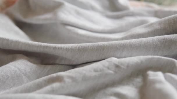 Jasnoszary melanż kolorowa tkanina bawełniana strzał z bliska. — Wideo stockowe