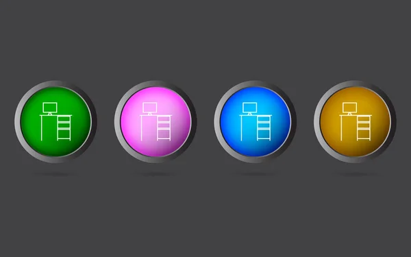 4个彩色按钮上非常有用的可编辑计算机表行图标 — 图库矢量图片