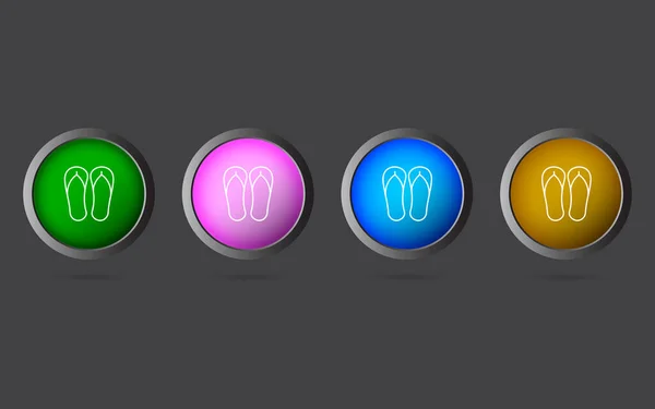 非常に便利な編集可能な4色のボタンのフリップフロップラインアイコン ロイヤリティフリーストックベクター