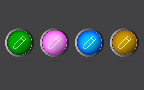 4色のボタンに非常に便利な編集可能なペンシルラインアイコン ストックイラスト