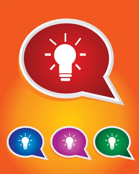 Editable Vector Icon of Idea Bulb On Speech Bubble Shape. EPS 10 — Stock Vector