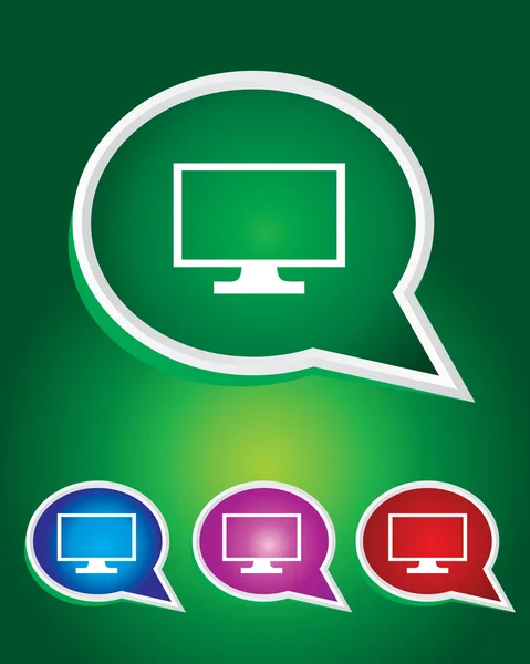 Editable Vector Icon of LCD Computer Monitor On Speech Bubble Shape. EPS 10 — Stock Vector