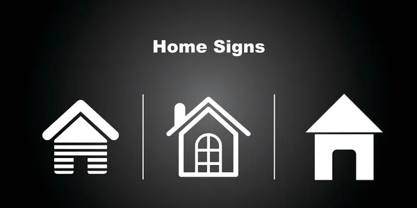 3 Home Icons on Black Background. — Stock Vector