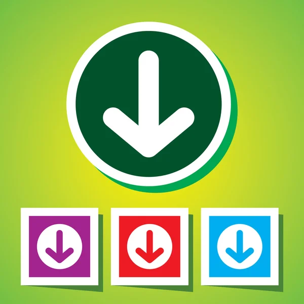 Editable colorido icono vectorial con signo de descarga — Vector de stock