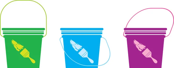 Három paint bucket (3 vektoros illusztráció) — Stock Vector