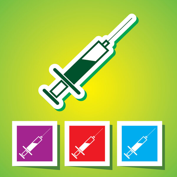 Colourful editable icon of Medical syringe with vaccine - Vector