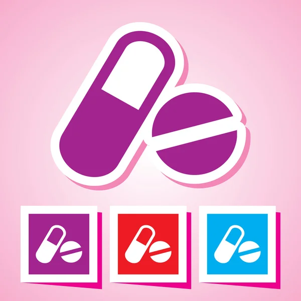 Ensemble d'icônes pilules et capsules, collection de vecteurs colorés — Image vectorielle
