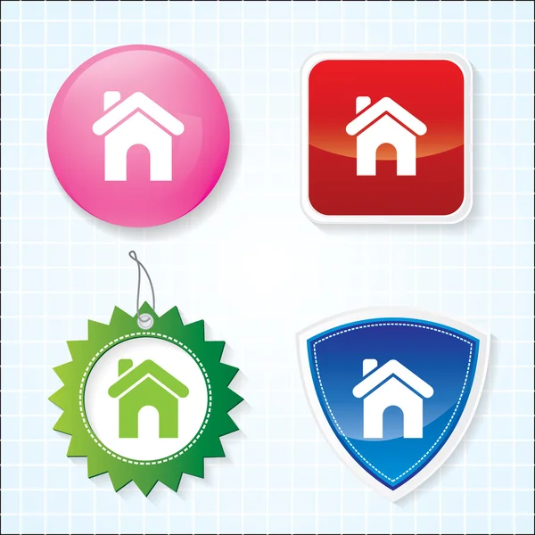 Icon of Home on for Different Buttons. Eps-10. — Stock Vector