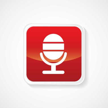 kırmızı parlak düğme üzerinde mikrofon simgesi. EPS-10