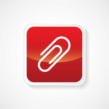 en빨간 광택 있는 버튼에 첨부 파일의 아이콘입니다. eps-10