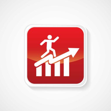 adam kırmızı parlak düğme tarih içeren grafik simgesi. EPS-10