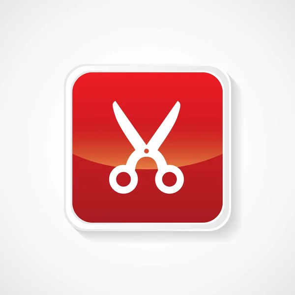 Icoon van knippen (scissor) op rode glanzende knop. EPS-10 — Stockvector