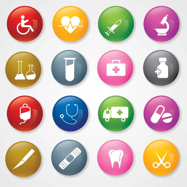 Medical Icons On Colorful Buttons Eps-10 — Stock Vector