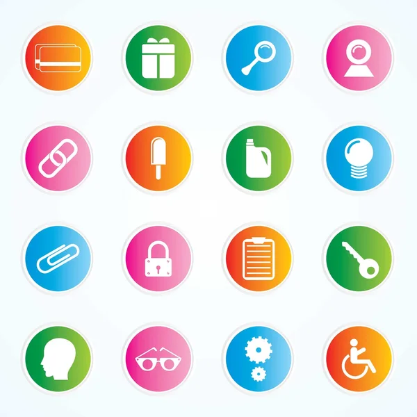 Bardzo przydatne & atrakcyjne kolorowe ikony dla sieci web & mobile na przyciski. EPS-10. — Wektor stockowy