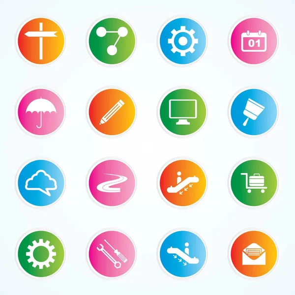 Mycket användbar & attraktiva färgglada ikoner för web & mobile på knappar. EPS-10. — Stock vektor