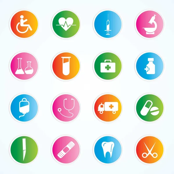 Medical Icons On Colorful Buttons Eps-10 — Stock Vector