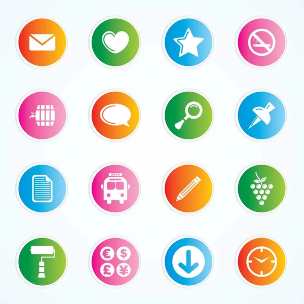 Very Useful & Attractive Colorful Icons For Web & Mobile on Buttons. Eps-10. — Stock Vector