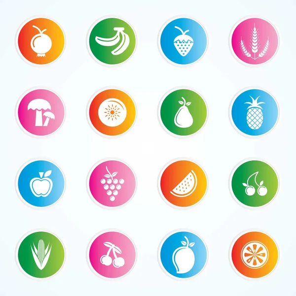 Fruits and vegetables icons on button. Eps-10. — Stock Vector