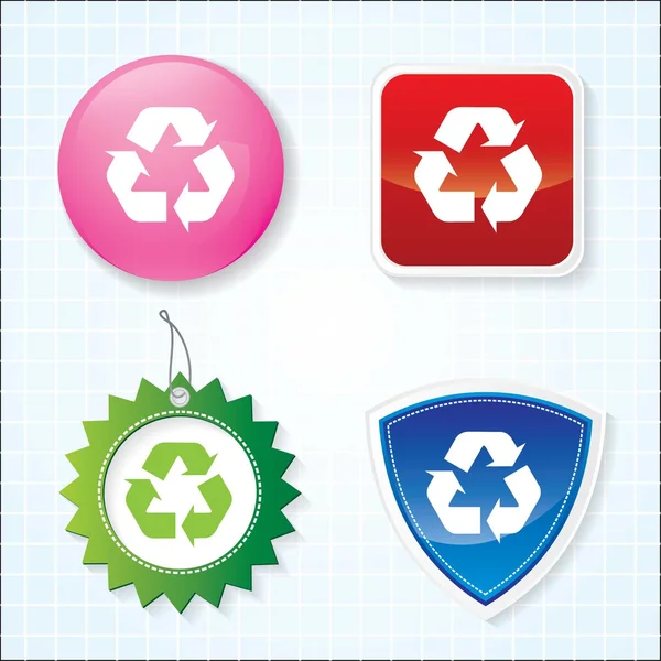 Icon of Recycle on four different buttons. eps-10 — Stock Vector