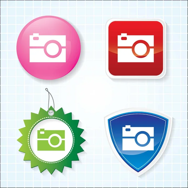 Icon of Camera (Photo) on four different buttons. eps-10. — Stock Vector