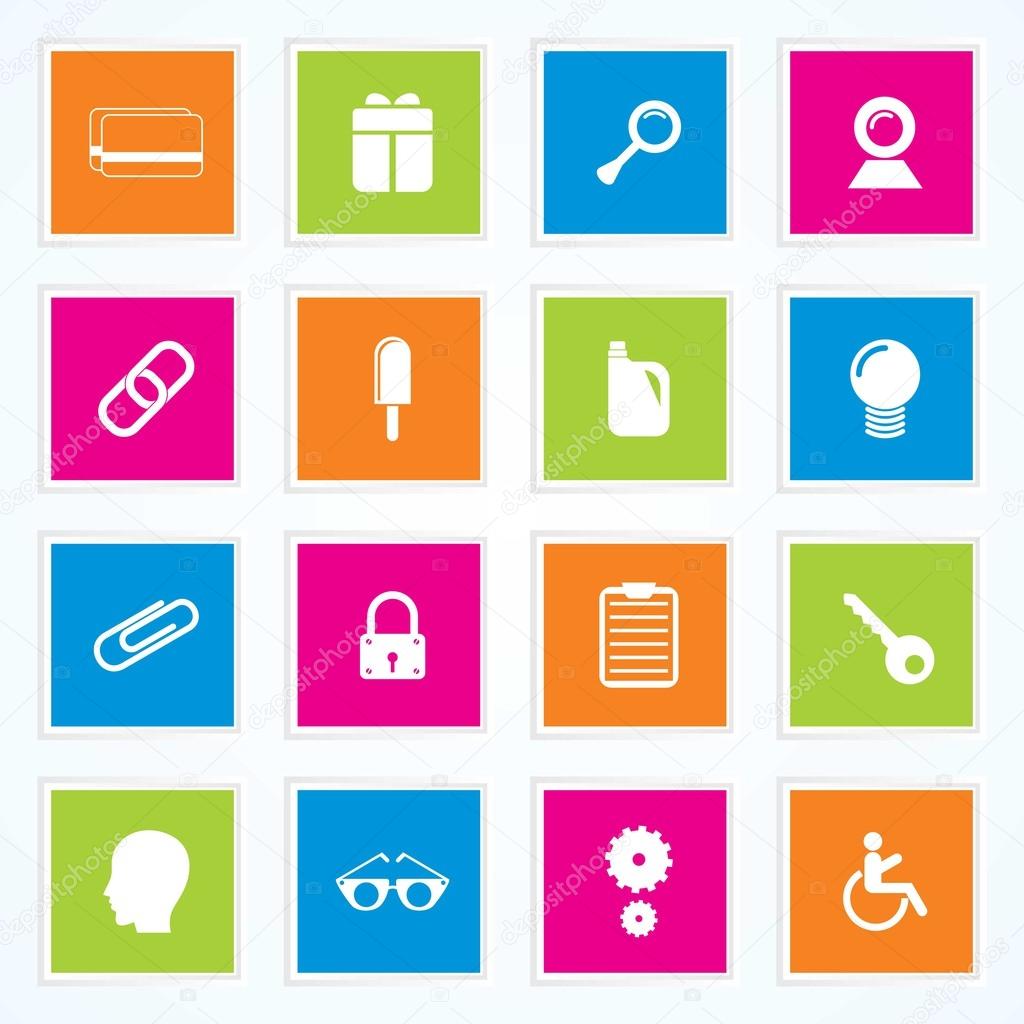 Very Useful & Attractive Colorful Icons For Web & Mobile on Buttons. Eps-10.