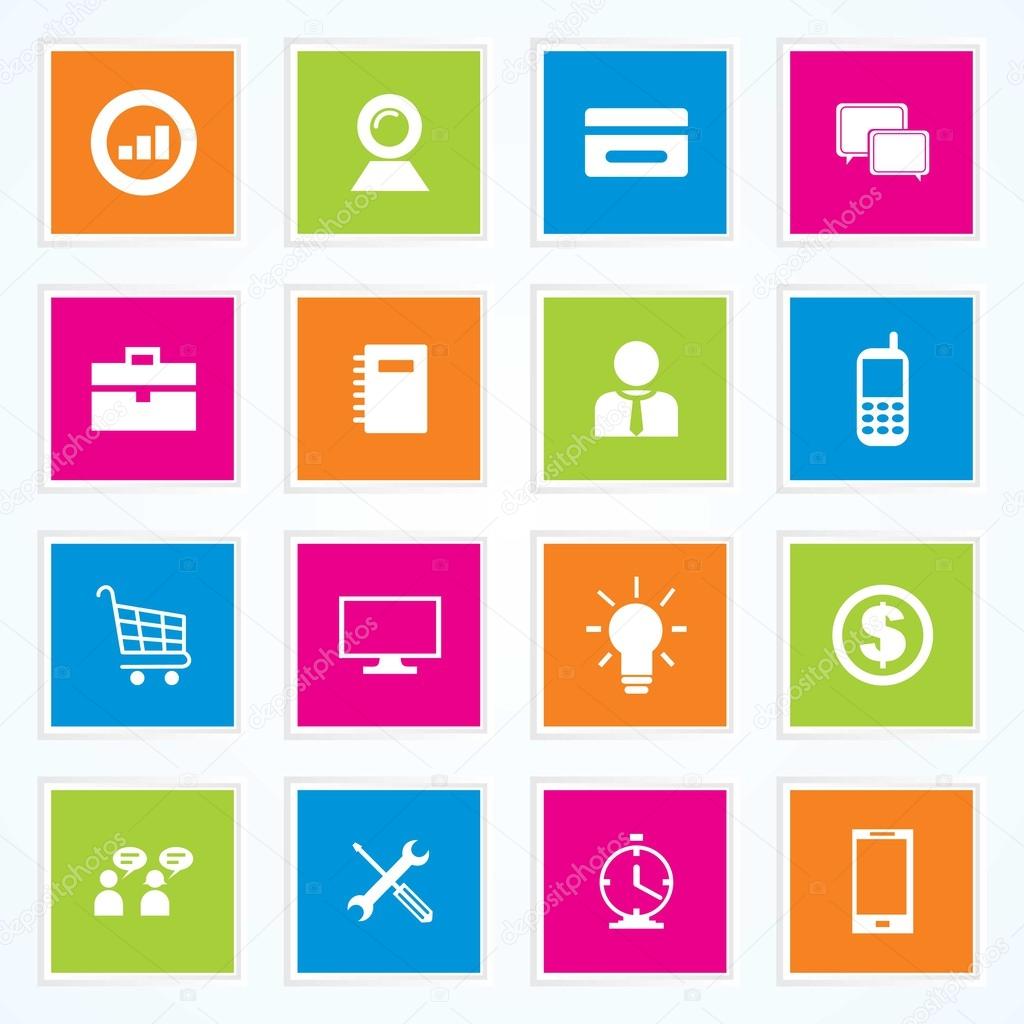 Very Useful & Attractive Colorful Icons For Web & Mobile on Buttons. Eps-10.