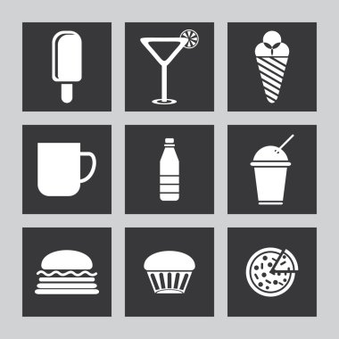 Gıda simge seti. vektör çizim