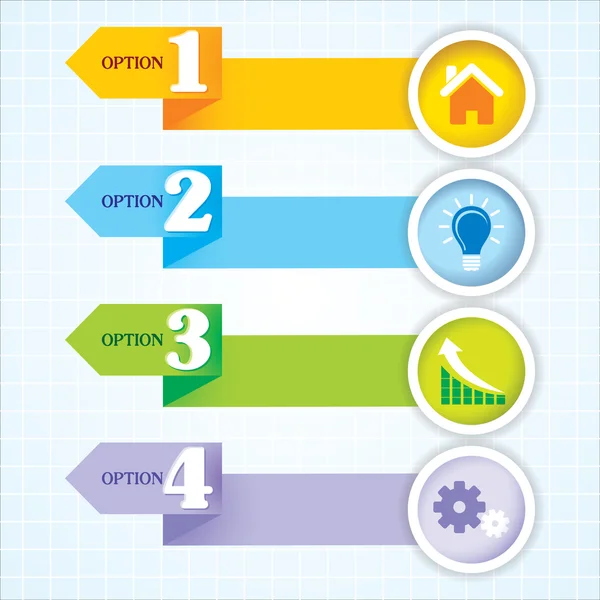 Diseño vectorial de infografías 1 2 3 4 Plantillas opcionales. Eps-10 . — Archivo Imágenes Vectoriales