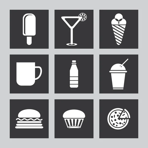 Conjunto de iconos de comida. Ilustración vectorial — Vector de stock