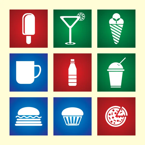 Conjunto de iconos de comida. Ilustración vectorial — Vector de stock