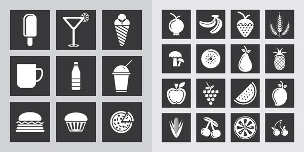 Icônes nourriture & fruits — Image vectorielle