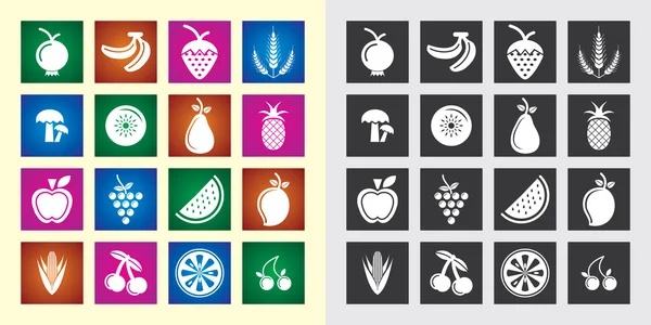 Alimentos & Iconos de frutas — Vector de stock