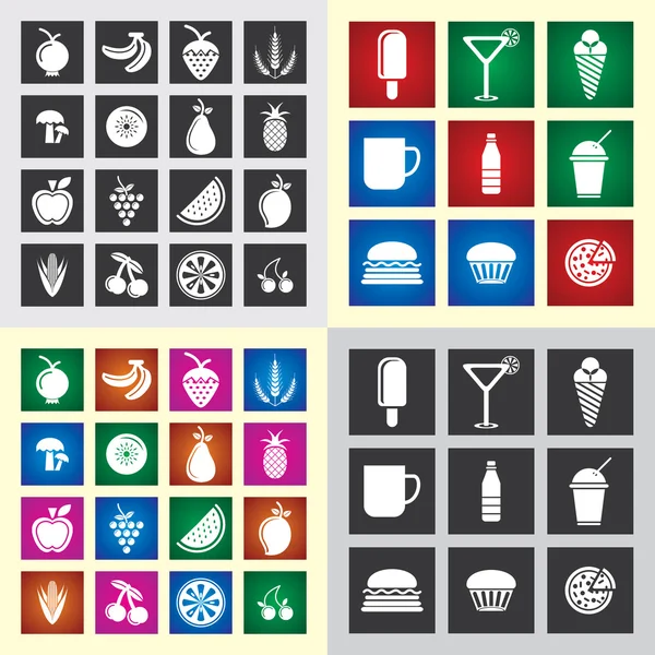 Food & Fruit Icons — Stock Vector