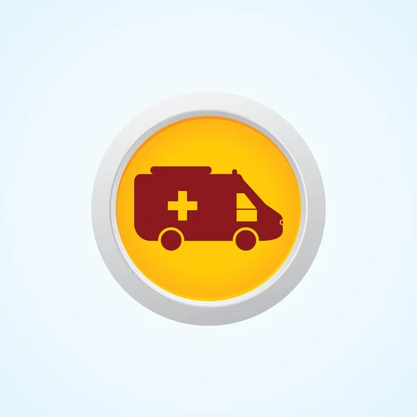Colourful editable icon of Ambulance On Button — Stock Vector