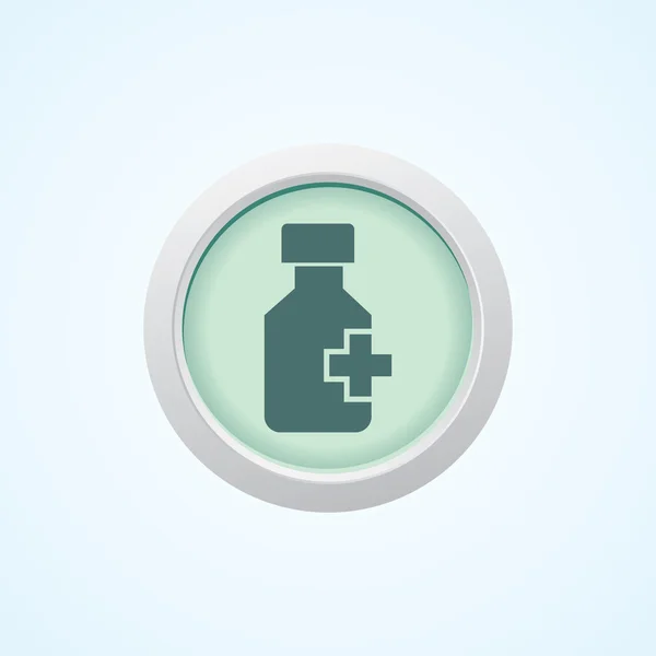 Icono editable colorido del frasco de la medicina y píldoras en el botón . — Vector de stock