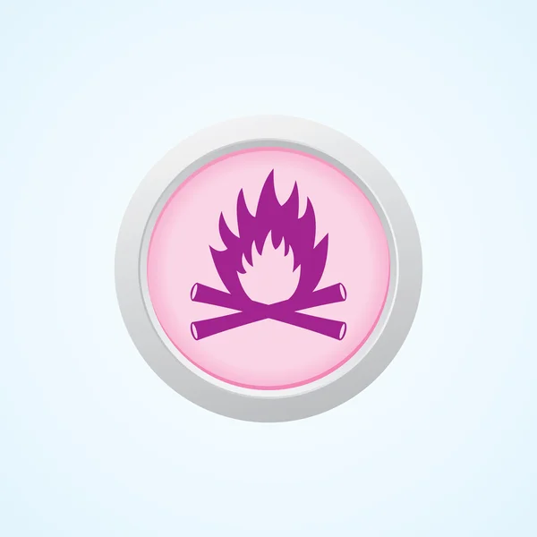 Icon of Camp Fire on button. — Stock Vector