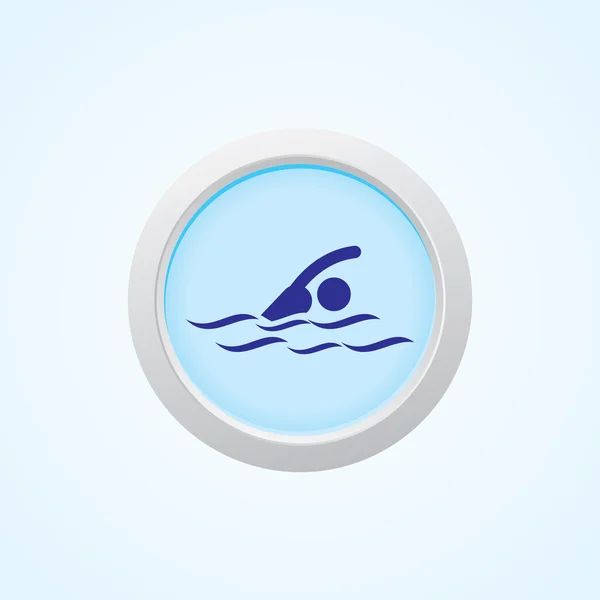 Icon of Swimmer on button. — Stock Vector