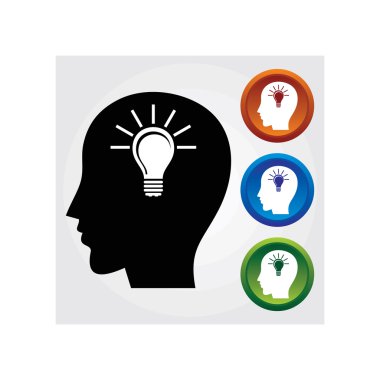 Ampul bir fikir temsil eden adamla silüeti