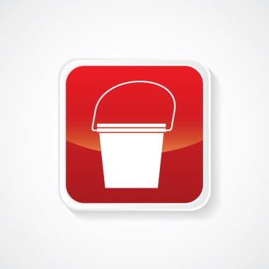 Kova kırmızı parlak düğme simgesi. EPS-10