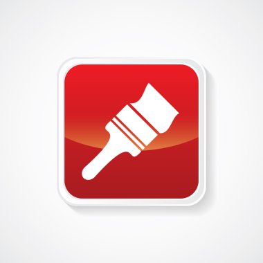 Boya fırça simgesini kırmızı parlak düğme. EPS.-10