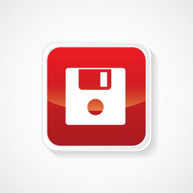 Disket simgesini kırmızı parlak düğme. EPS.-10