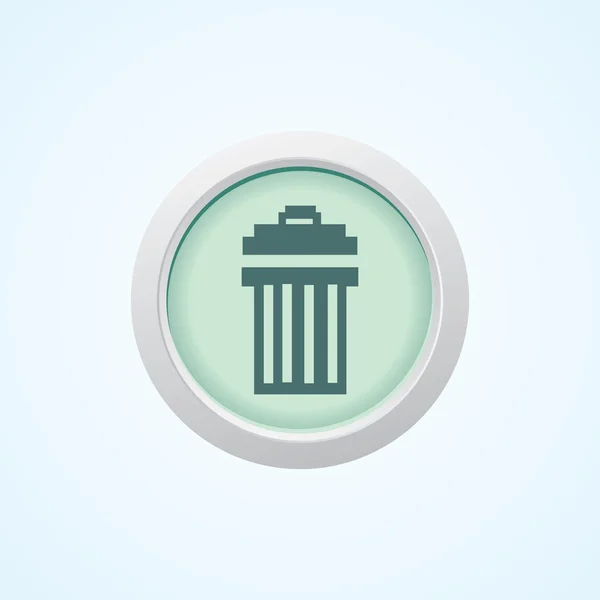 Icon of Dust Bin on Button. Eps-10. — Stock Vector