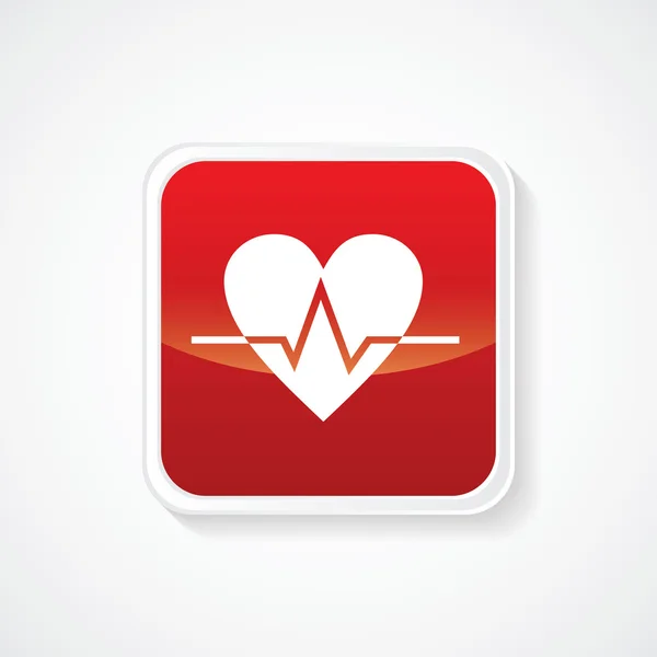 Mycket nyttig ikon hjärta (kardiologi) på röda knappen. EPS.-10. — Stock vektor