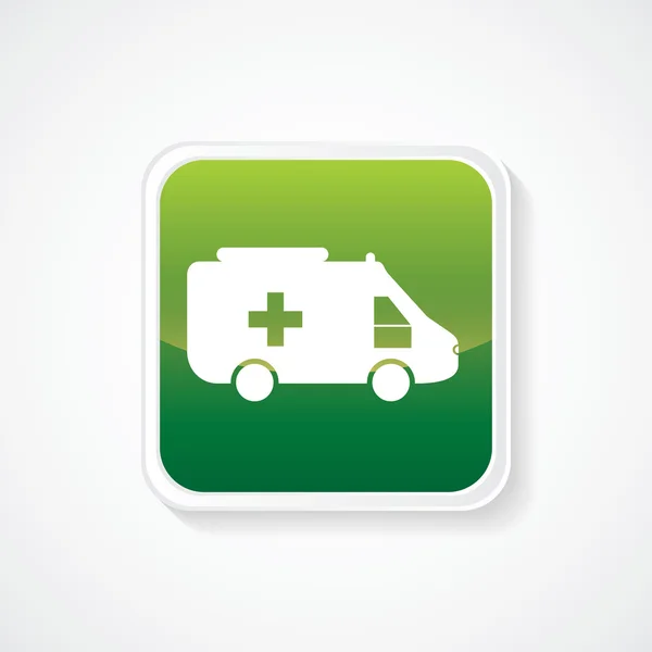 Very Useful Icon of Ambulance on Green Button. Eps.-10 — Stock Vector