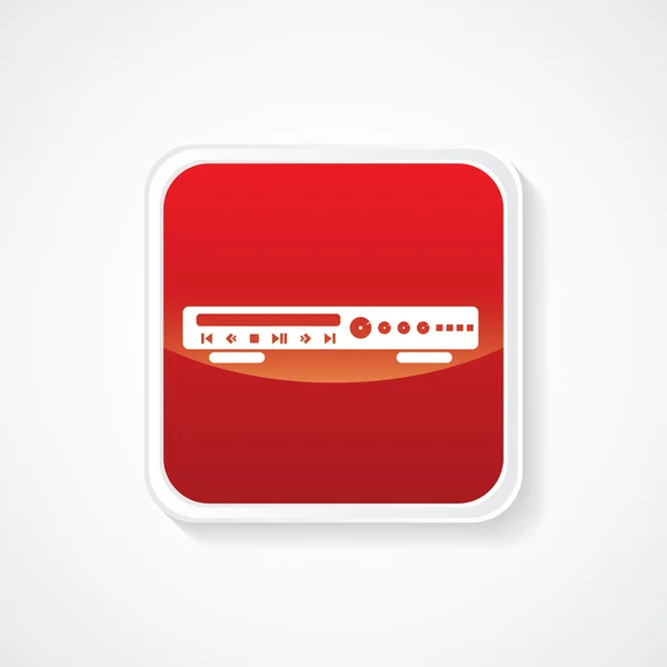 Handig pictogram van Dvd-speler op rode glanzende knop. EPS-10 — Stockvector