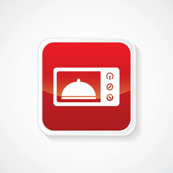 Very Useful Icon of Microwave Oven on Red Glossy Button. Eps-10 — Stock Vector