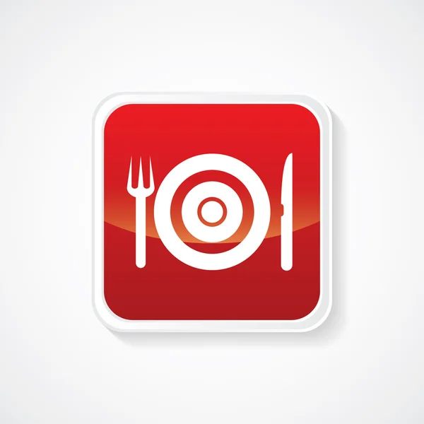 Restaurant-Symbol auf rotem Hochglanz-Knopf. eps.-10 — Stockvektor
