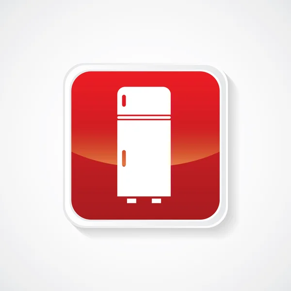 Icono de refrigerador en botón brillante. Eps-10 — Vector de stock