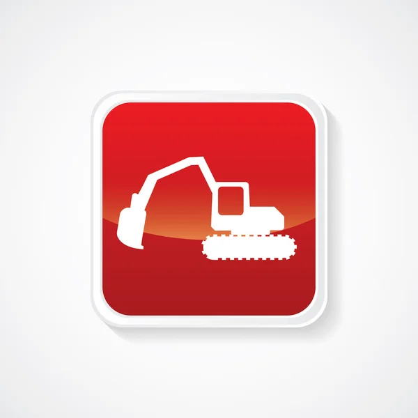 Graafmachine digger pictogram op rode glanzende knop — Stockvector